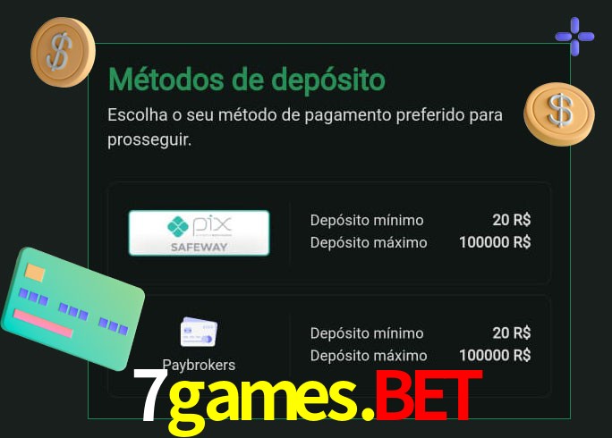 O cassino 7games.bet oferece uma grande variedade de métodos de pagamento